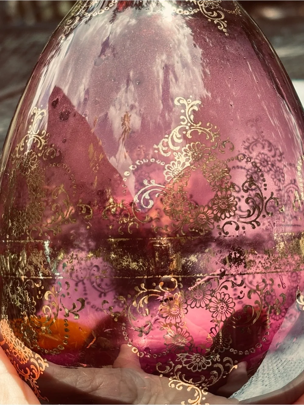 Murano Purple and Gold Glass Decanter Set - 7 Pieces plus a vase
